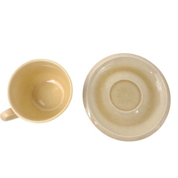 Vintage Set of 4 Franciscan Sea Sculptures Sand Primary Cups & Saucers c1971-81 - Picture 6 of 7